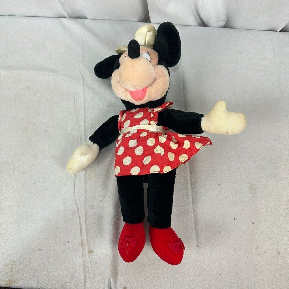 Vintage Applause Minnie Mouse Plush Doll 12" Red Polka Dot Dress Collectible